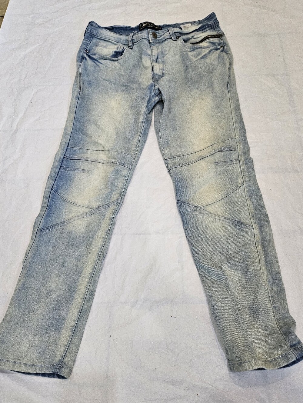Modern Culture Men Biker Moto Jeans Light Wash 32x30